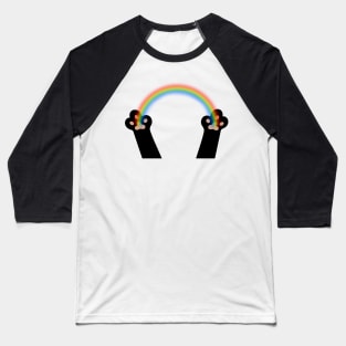 Rainbow in Black Animal Paws Baseball T-Shirt